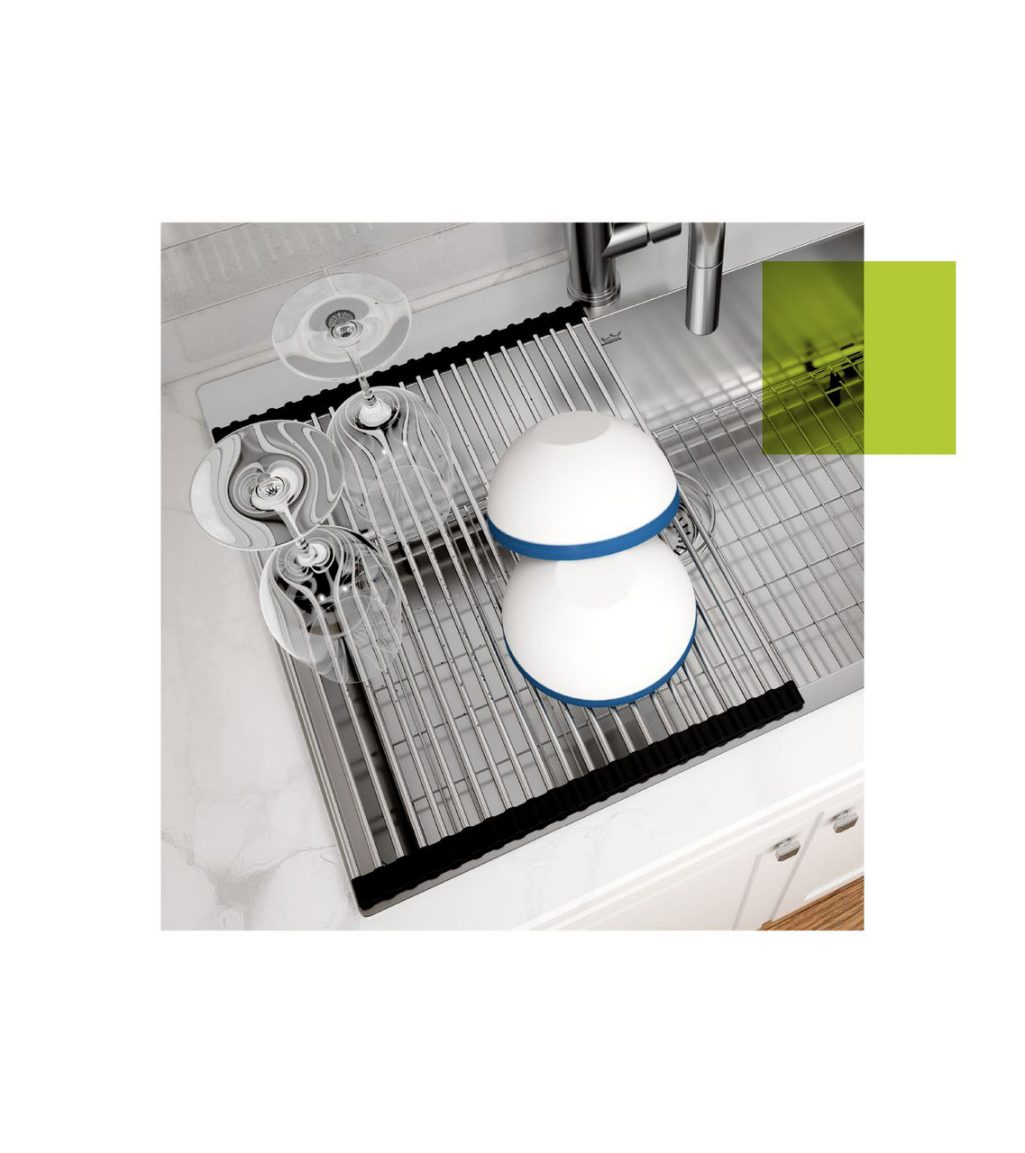 dishes drying on a Kindred sink roller mat