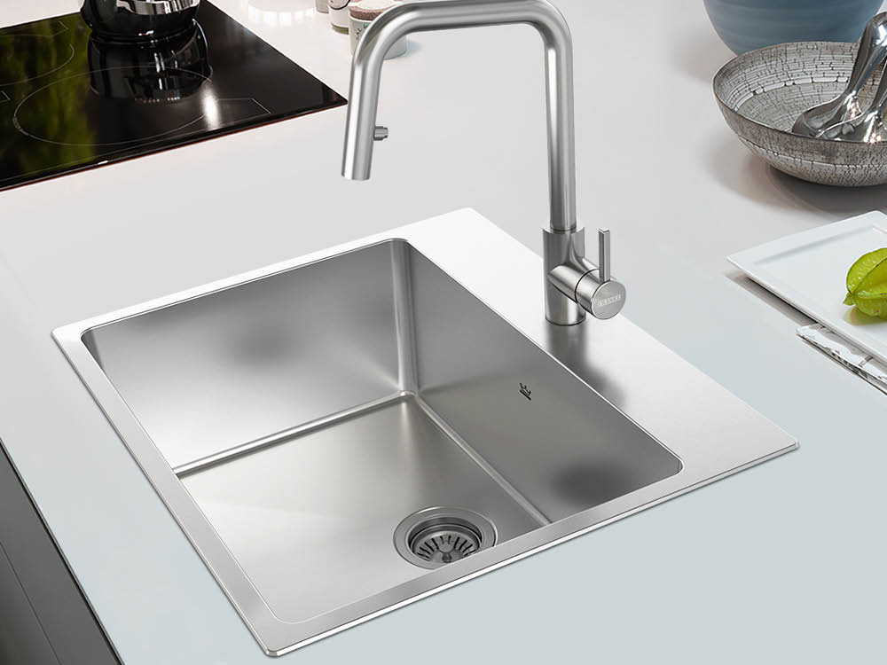 Kindred dropin stainless steel kitchen sink with stainless steel faucet